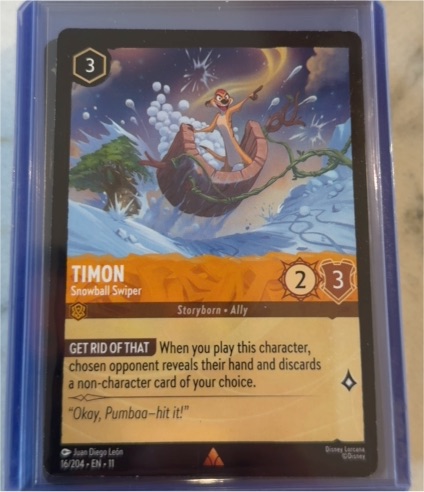 Disney Lorcana Winterspell #16 Timon - Snowball Swiper — front