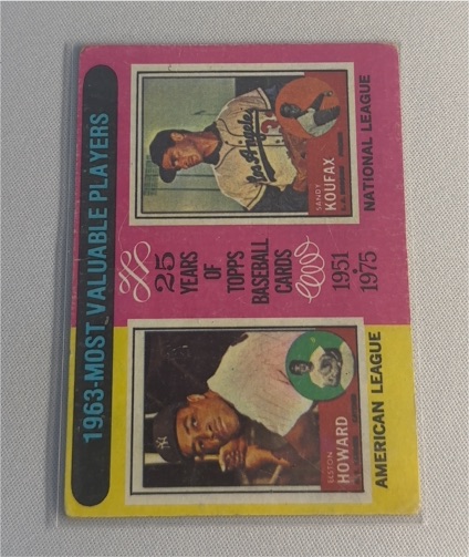1975 Topps #201 Most Valuable Players Sandy Koufax, Elston Howard — front