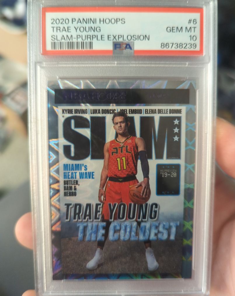 2020 Panini Hoops #6 Trae Young Slam-Purple Explosion — front