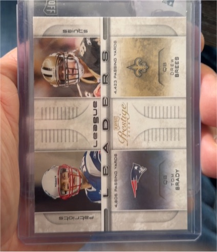 2008 Playoff Prestige League Leaders #LL-1 Tom Brady / Drew Brees — front