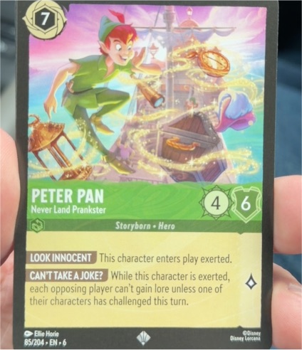Disney Lorcana Azurite Sea #85 Peter Pan - Never Land Prankster — front