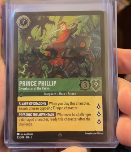 Disney Lorcana Shimmering Skies #83 Prince Phillip Swordsman of the Realm — front