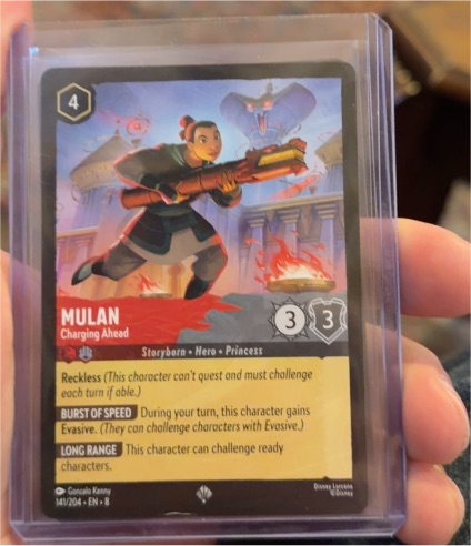 2023 Disney Lorcana Reign of Jafar #141 Mulan Charging Ahead — front