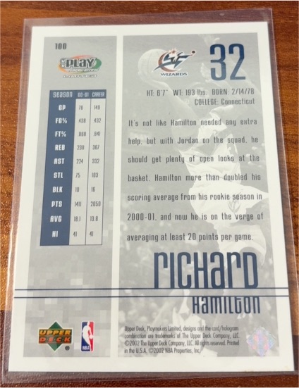 2002-03 Upper Deck Playmakers #108 Richard Hamilton — front
