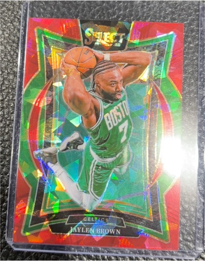 2024-25 Panini Select #29 Jaylen Brown Red Cracked Ice Prizm — front