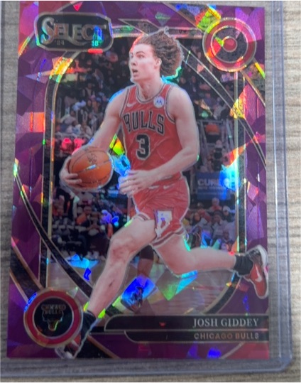 2024-25 Panini Select #238 Josh Giddey Courtside Purple Cracked Ice Prizm — front
