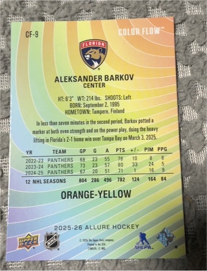 2025-26 Upper Deck Allure #CF-9 Aleksander Barkov — front