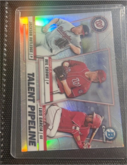 2020 Bowman Chrome #TP-WAS Talent Pipeline Jackson Rutledge/Wil Crowe/Luis Garcia — front