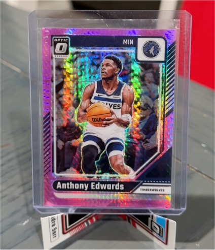 2024-25 Panini Donruss Optic #31 Anthony Edwards Pink Hyper Prizm Minnesota Timberwolves — front