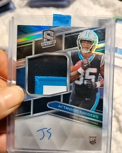 2024 Panini Spectra #RPA-JSS Ja'Tavion Sanders Rookie Patch Auto — front