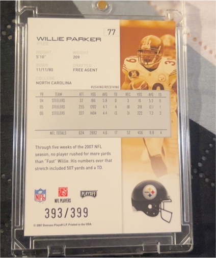 2007 Playoff NFL Playoffs #77 Willie Parker — front