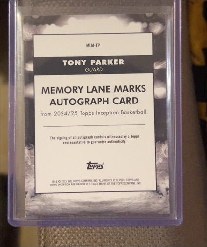 2024-25 Topps Inception #MLM-TP Tony Parker Memory Lane Marks Autograph Card — front