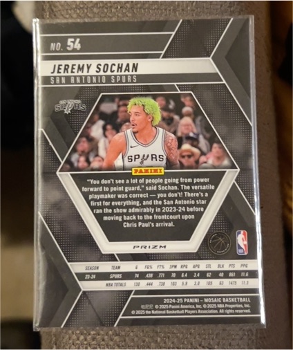 2024-25 Panini Mosaic #54 Jeremy Sochan — front