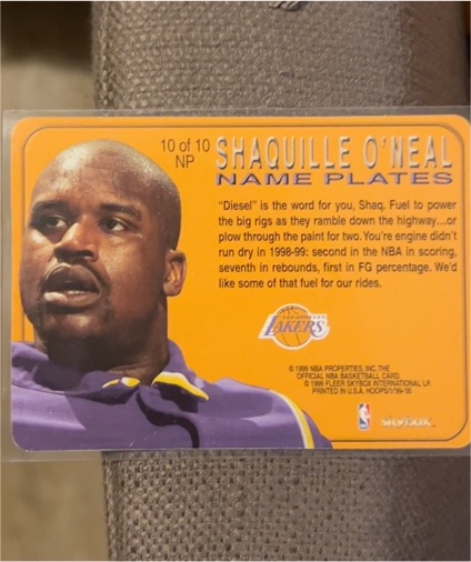 1999-00 Skybox NBA Hoops Name Plates #10NP Shaquille O'Neal — front