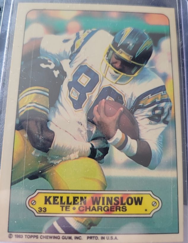 1983 Topps #33 Kellen Winslow Stickers — front