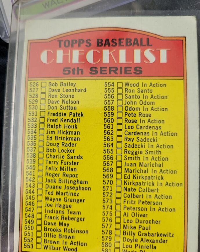 1972 Topps #478 Checklist 5th Series 526-656 — front