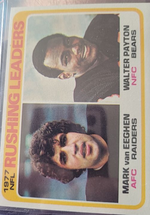 1978 Topps #333 Walter Payton / Mark van Eeghen 1977 NFL Rushing Leaders — front