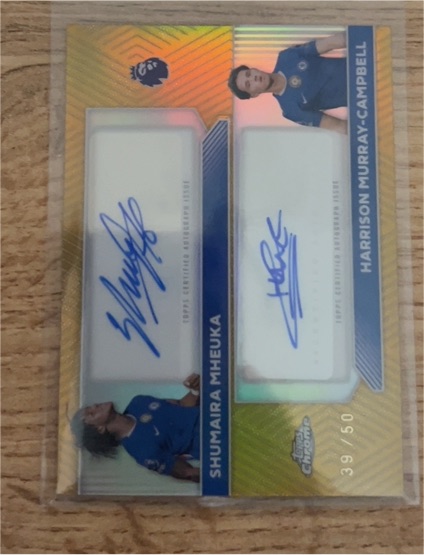 2026 Topps Chrome Premier League Dual Auto Shumaira Mheuka / Harrison Murray-Campbell — front