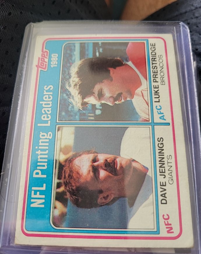 1981 Topps #6 1980 Punting Leaders Dave Jennings / Luke Prestridge — front