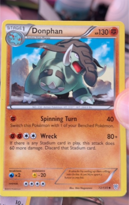 2012 Pokémon Black & White Plasma Storm #72 Donphan — front
