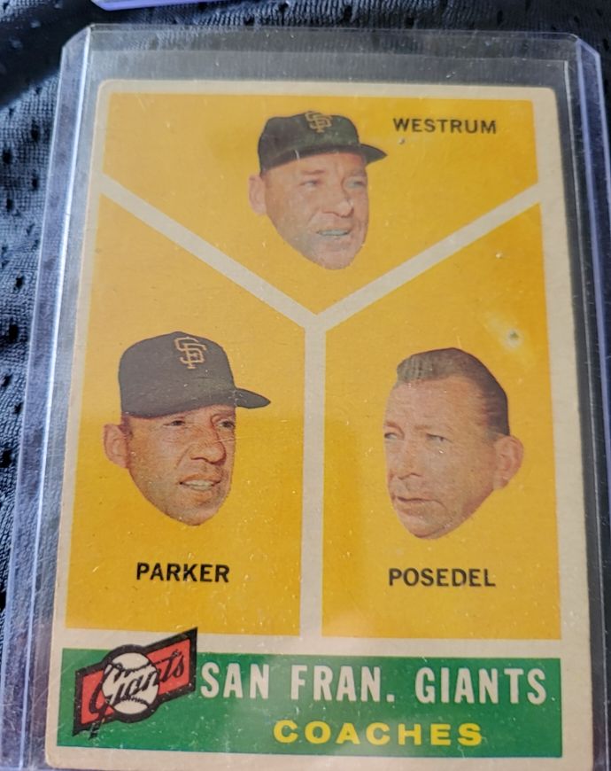 1960 Topps #469 San Francisco Giants Coaches Wes Westrum Salty Parker Bill Posedel — front