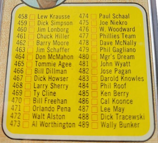 1969 Topps Baseball #214 3rd Series Checklist — front