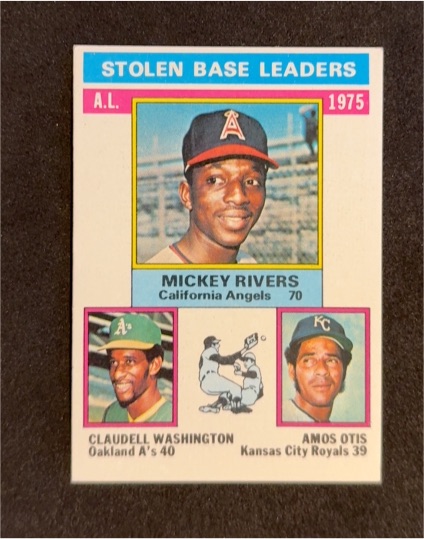 1976 Topps #198 AL Stolen Base Leaders Mickey Rivers — front