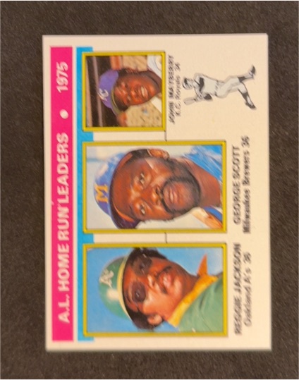 1976 Topps #194 AL Home Run Leaders Reggie Jackson/George Scott/John Mayberry — front