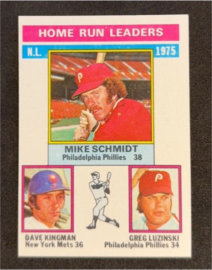 1976 Topps #193 NL Home Run Leaders Mike Schmidt/Dave Kingman/Greg Luzinski — front