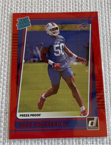 2021 Donruss #344 Greg Rousseau Rated Rookie Press Proof Red — front