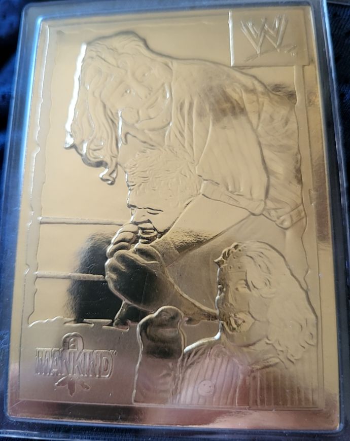 1999 Danbury Mint WWF 22KT Gold Wrestling Card #38 Mankind — front