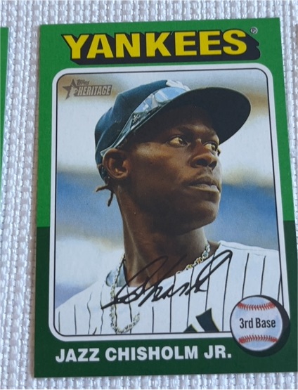 2024 Topps Heritage High Number #523 Jazz Chisholm Jr. Green Border — front