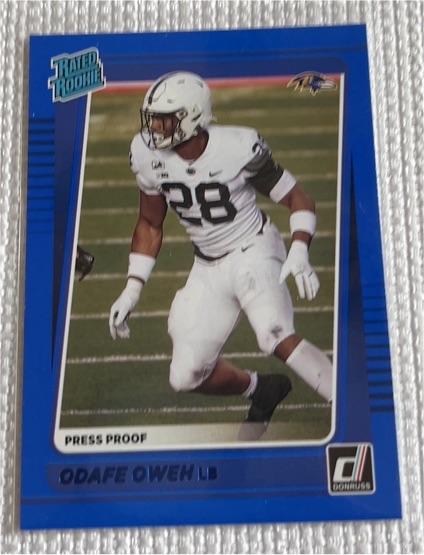 2021 Donruss #345 Odafe Oweh Press Proof Blue — front