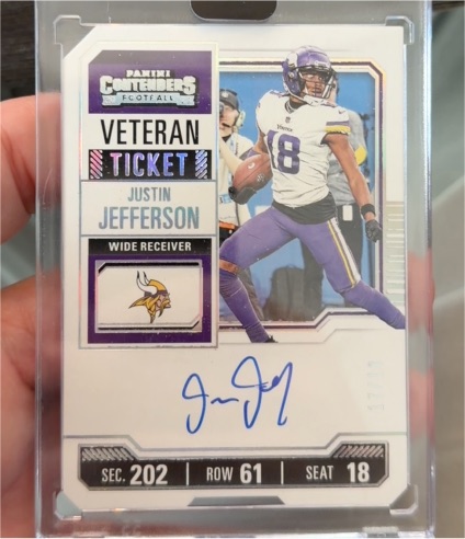 2023 Panini Contenders Optic Veteran Ticket Autograph Justin Jefferson #VTA-JJ — front