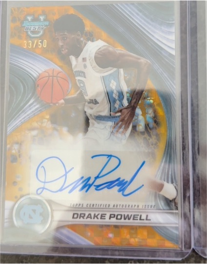 2024-25 Bowman University's Best #D Drake Powell Orange Geometric Refractor Autograph — front