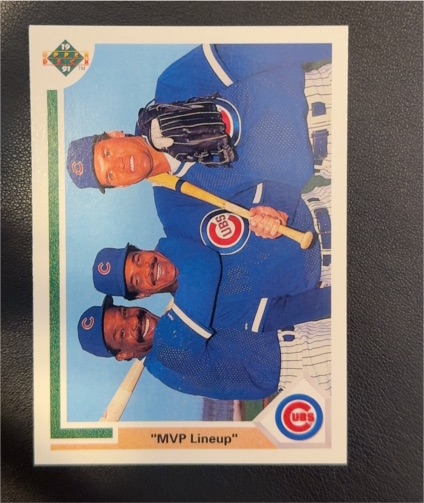 1991 Upper Deck #725 MVP Lineup Andre Dawson George Bell Ryne Sandberg — front