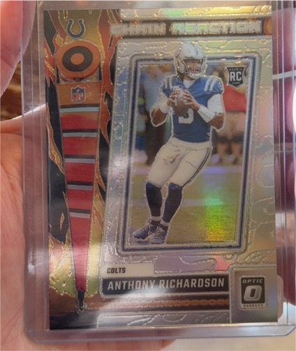 2023 Panini Donruss Optic #CR-AN Anthony Richardson Chain Reaction Silver Prizm Rookie — front