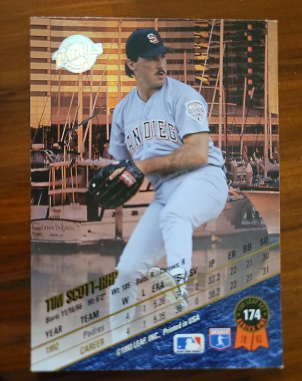1993 Leaf #174 Tim Scott — front