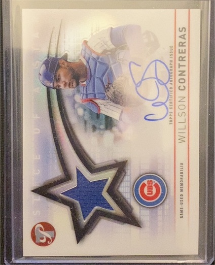 2022 Topps Pristine #SSAR-WC Willson Contreras Slice of a Star Autograph Relics — front