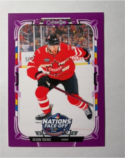 2025-26 O-Pee-Chee #540 Devon Toews 4 Nations Face-Off — front