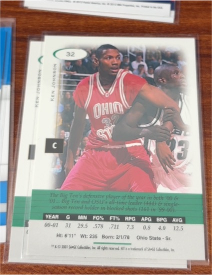 2001-02 SAGE Hit #32 Ken Johnson — front