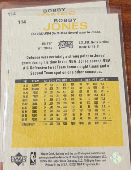 2002 Upper Deck #114 Bobby Jones — front