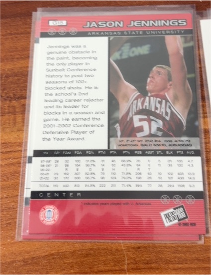 2002 Press Pass #15 Jason Jennings — front