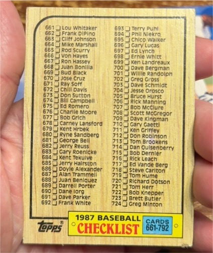 1987 Topps #792 Baseball Checklist — front