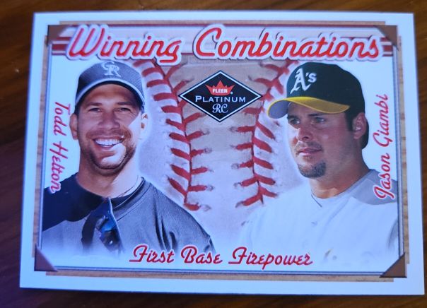 2001 Fleer Platinum #23 Todd Helton Jason Giambi Winning Combinations — front