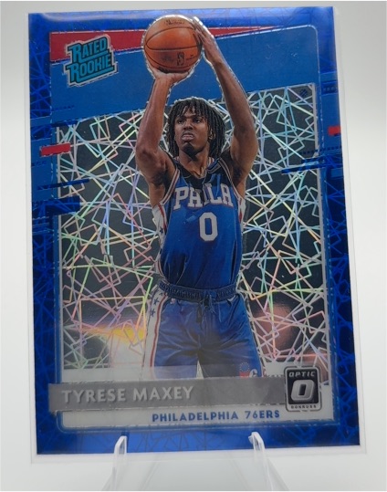 2020-21 Panini Donruss Optic #171 Tyrese Maxey Blue Velocity — front