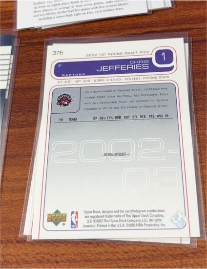 2002-03 Upper Deck #376 Chris Jefferies — front