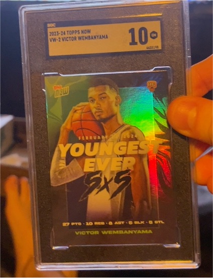 2023-24 Topps Now #VW-2 Victor Wembanyama Youngest Ever 5x5 Rookie RC — front