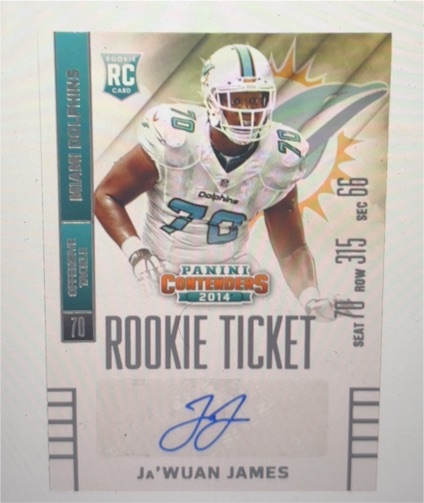 2014 Panini Contenders #146 Ja'Wuan James Rookie Ticket — front