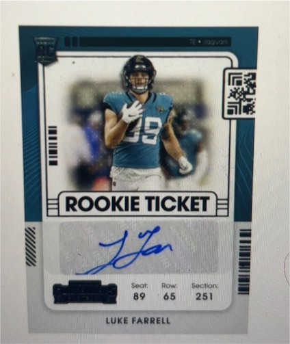 2021 Panini Contenders #213 Luke Farrell Rookie Ticket Auto — front